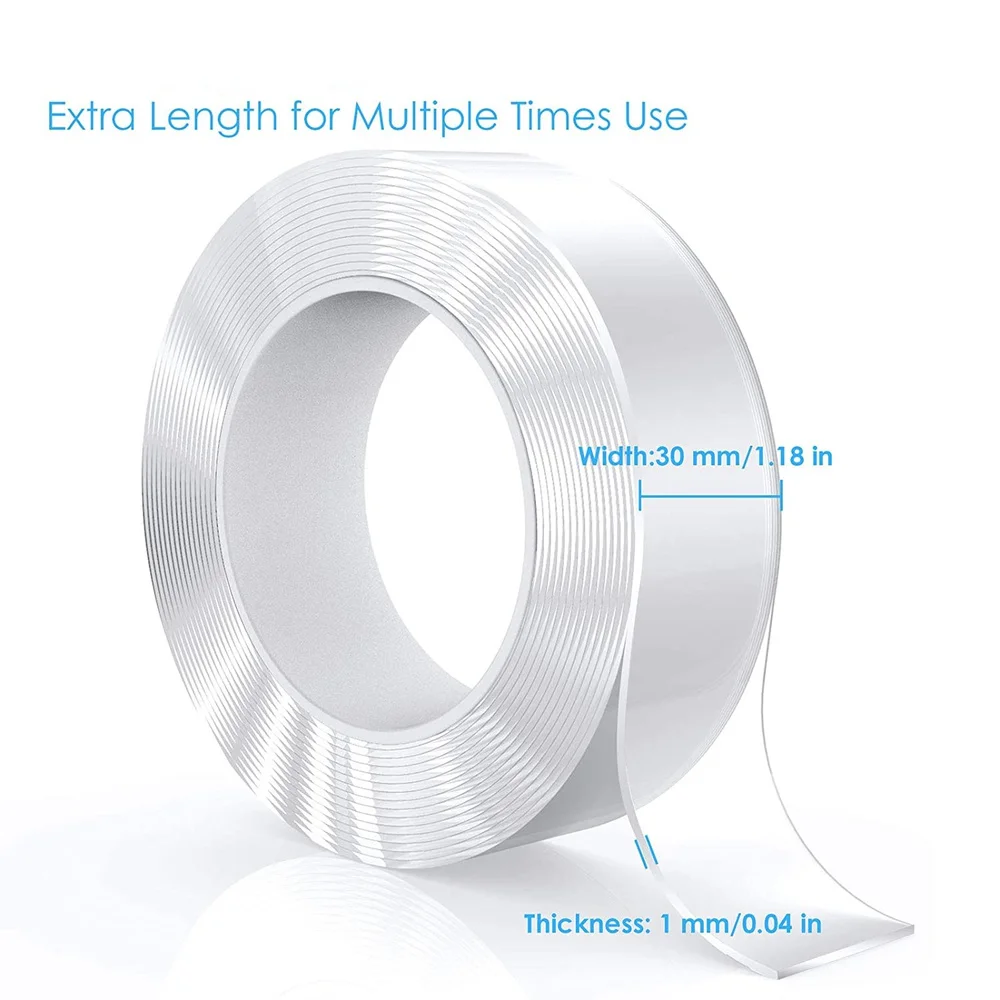 Двусторонняя клейкая лента прозрачная самоклеящаяся многоразовая прочная Лента