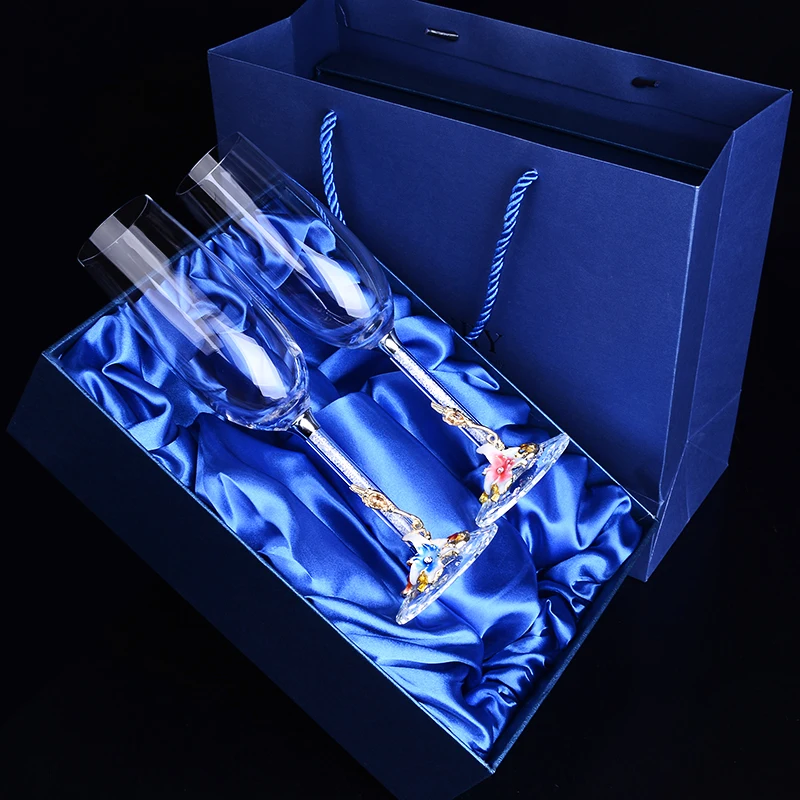 

Creative Enamel Crystal Glass Champagne Cup With Diamond Europe Goblet Wine Cup High-Grade Wedding Gifts Home Decoration
