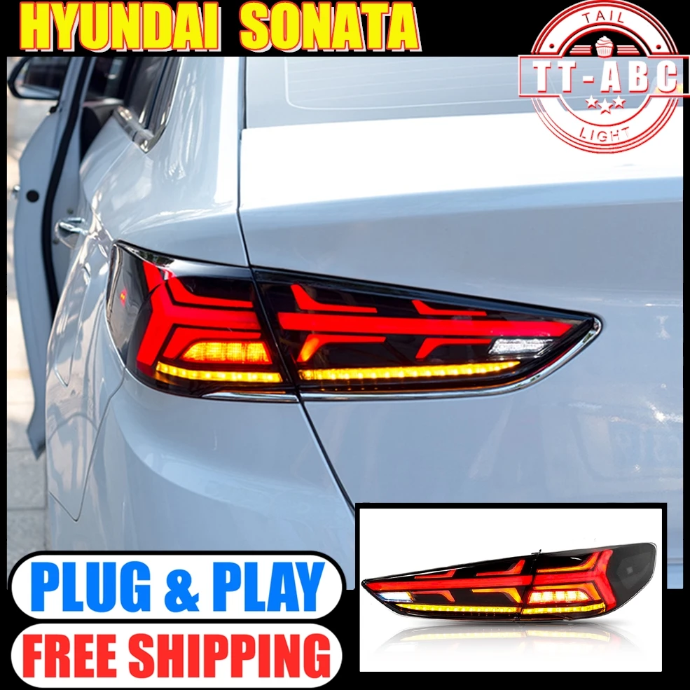 for Hyundai Sonata 2018 - 2019 Taillights Assembly Smoke Rear Lamp Dynamic Sequential Turn Signals DRL Brake Reverse Lights