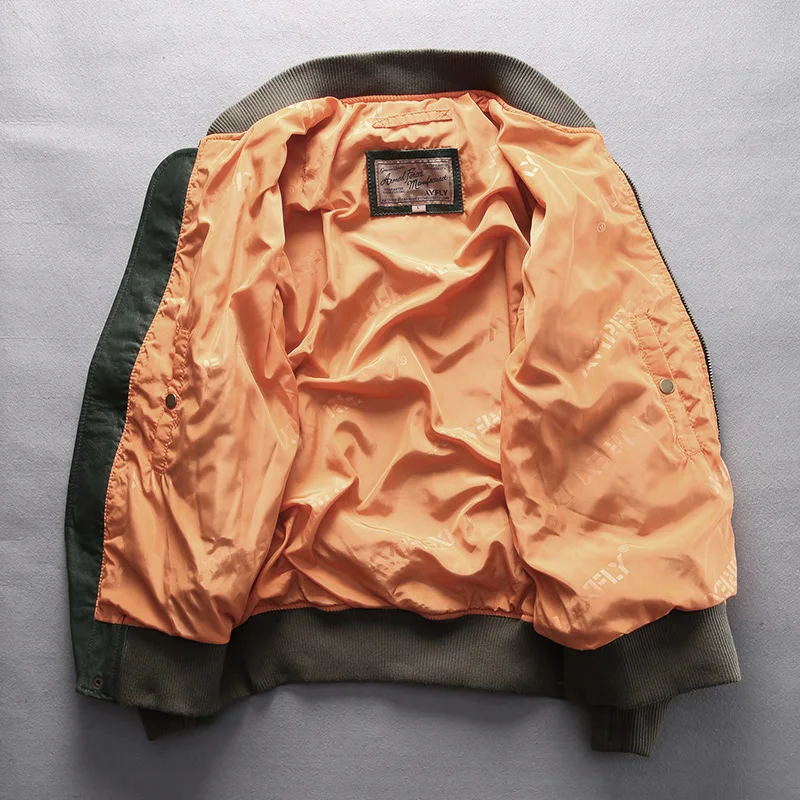 

Avirexfly men's A2 flight goatskin genuine men baseball leather bomber jacket for male 6XL