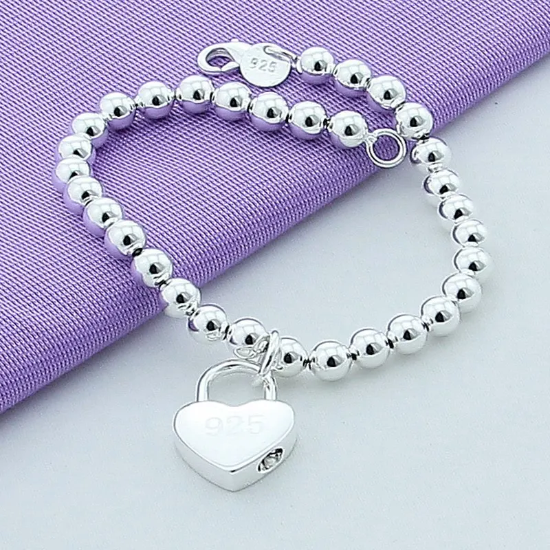 Женский браслет из серебра 925 пробы с замком в виде сердца|925 bracelet|silver braceletbracelet high