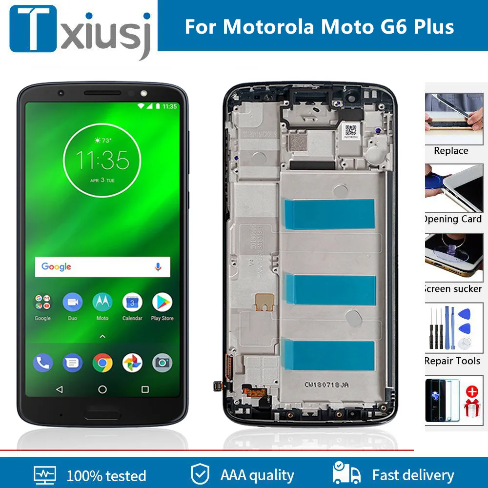 ЖК дисплей 5 93 дюйма для Motorola Moto G6 Plus XT1926 сенсорный экран с рамкой дигитайзер