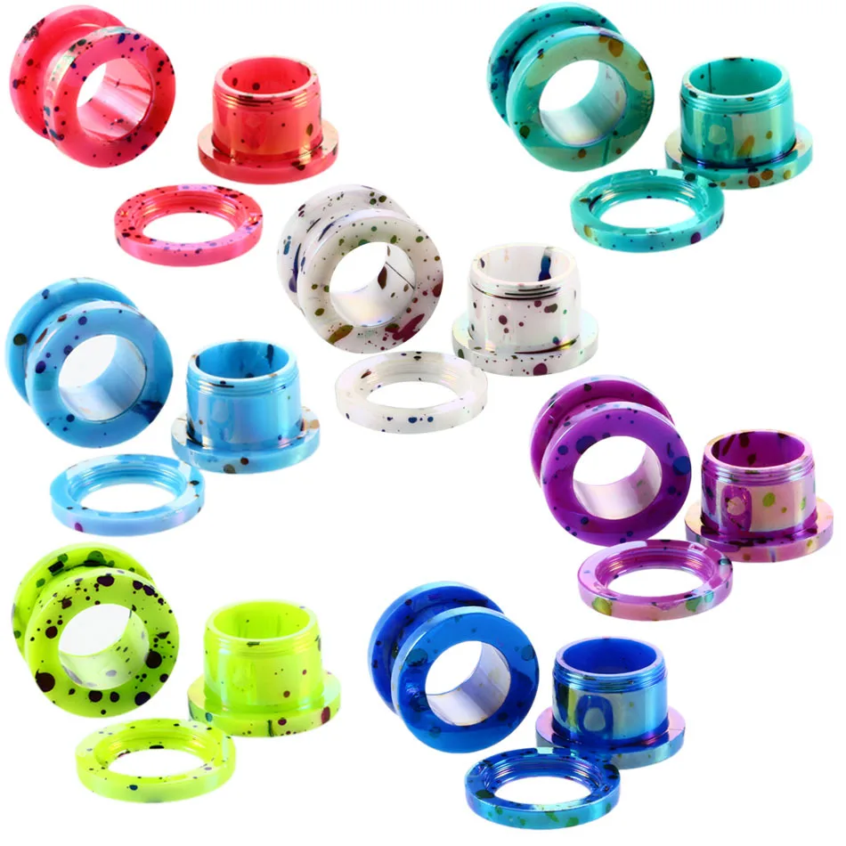 

Ear expander Body Piercings 1 Pair Acrylic Dot Screw Back Flesh Tunnel Ear Plug Expander Stretcher 2-12mm ear studs plugs