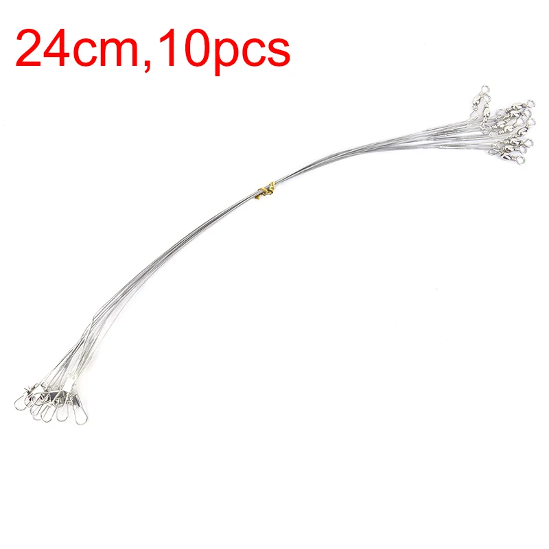 24cm Anti Bite Steel Fishing Line Leader Wire With Swivel Accessory Lead Core Leash 10pcs/lot | Спорт и развлечения