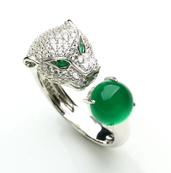 Женское кольцо с головой леопарда из стерлингового серебра S925 пробы роскошное