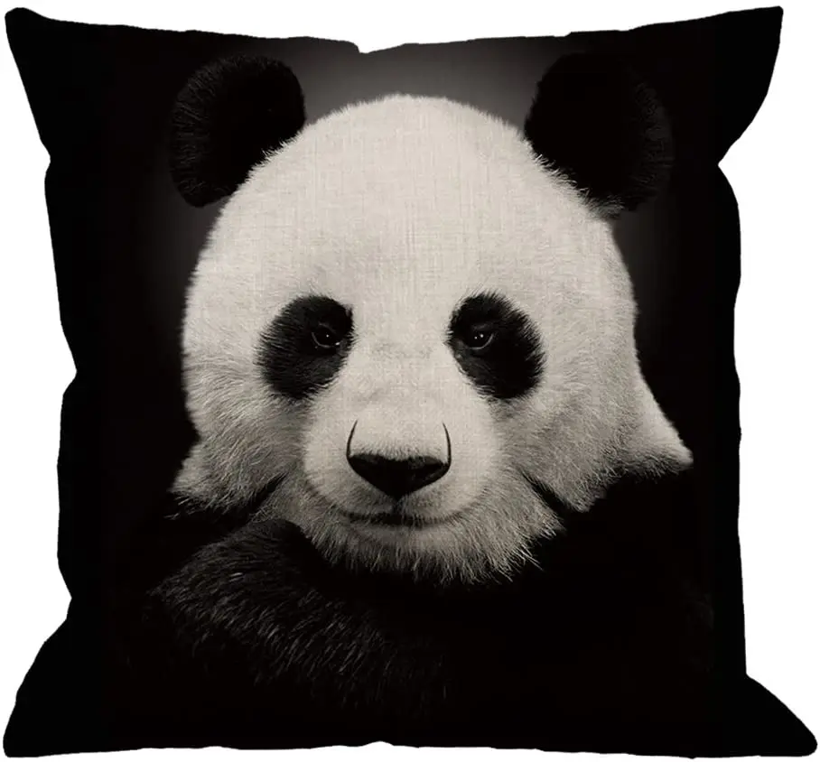 

Чехол для подушки с изображением животных, наволочка для подушки из хлопка и льна с изображением милой панды, квадратный Стандартный домашн...