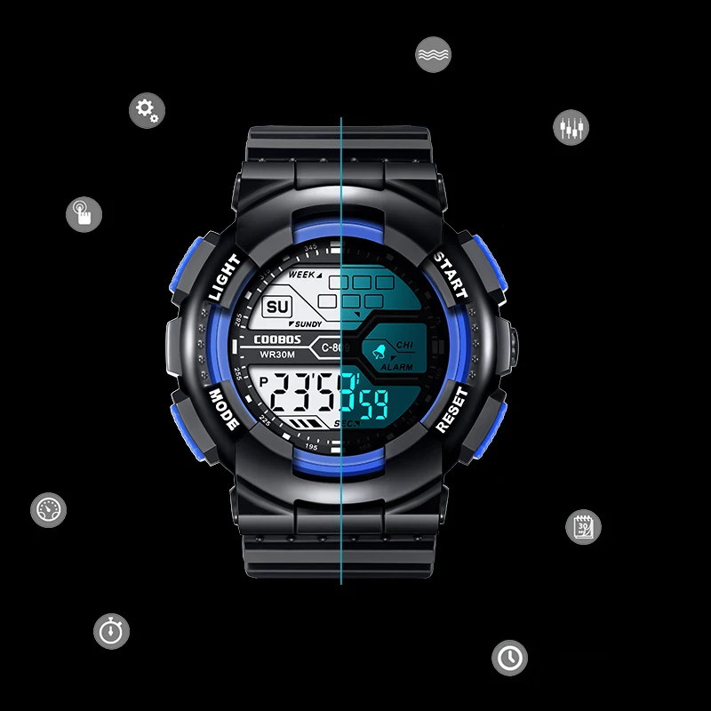 Модные детские часы светодиодные цифровые спортивные для мальчиков и девочек