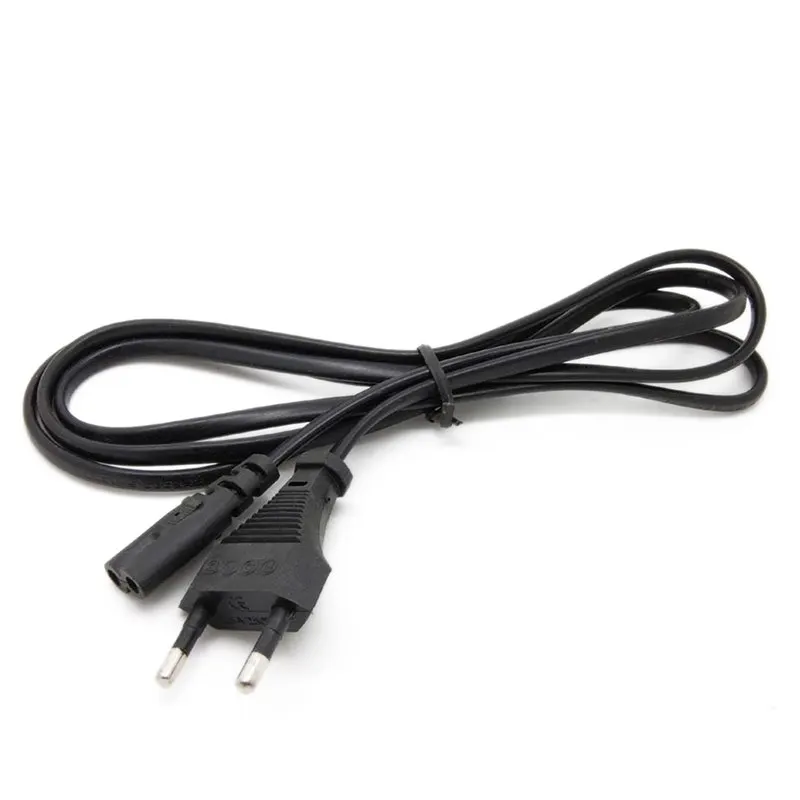 

1pc AC Power Supply Adapter Cord Cable Connectors Europe /eu 2 Pin 2-prong C43 black