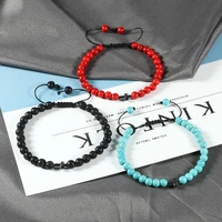 braided rope cross beads bracelets natural black onyx tiger eye chakra lava stone bangles women men adjustable strand jewelry