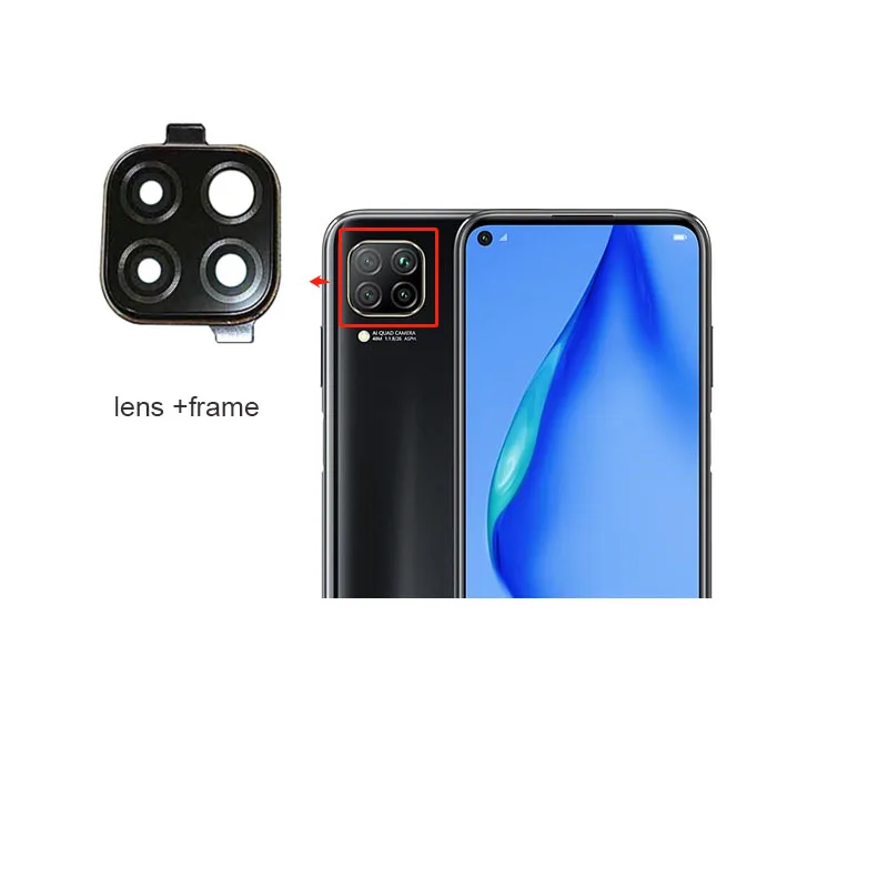 Стекло для объектива задней камеры Huawei P40 Lite Nova 7i стеклянный объектив с рамкой