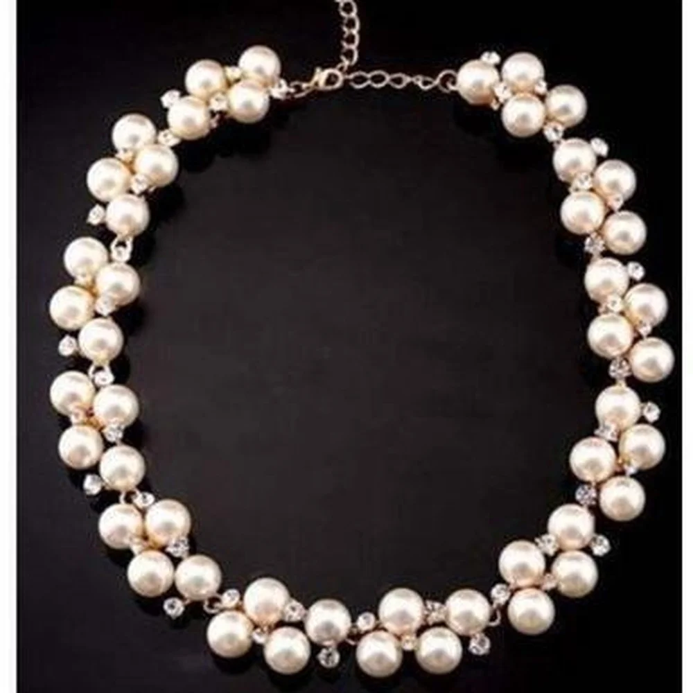 

2021 New Fashion European and American Flash Diamond Pearl Necklace Banquet Bohemian Bridesmaid Necklace Necklace Jewelry