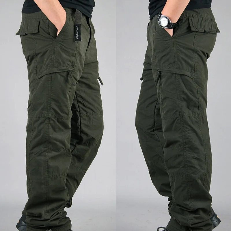 

Men Military Outdoor Sports Large Size Multi-pocket Trousers Spring and Autumn Plus Velvet Casual Pants Loose Straight Overalls