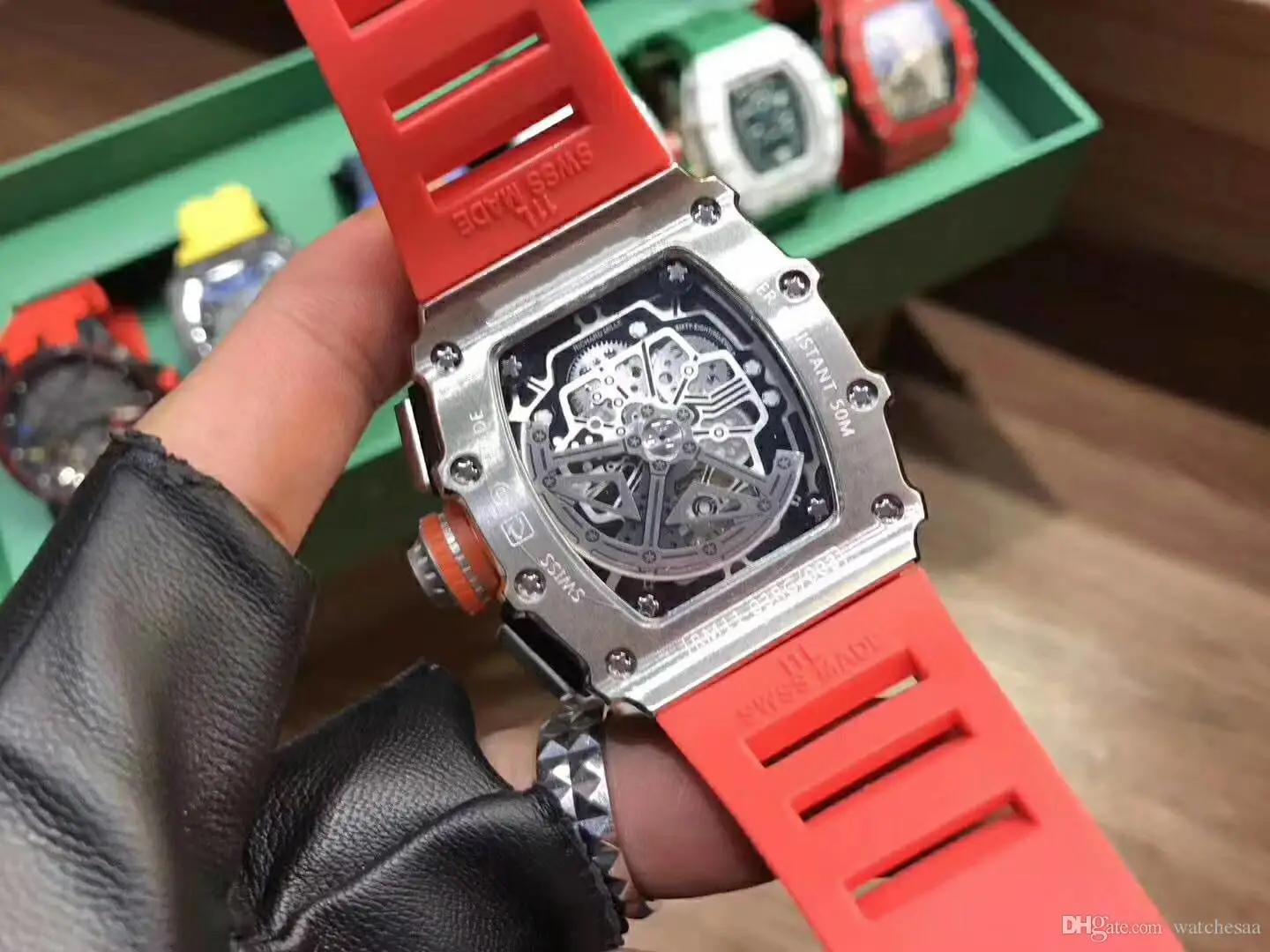 

New Luxury Brand Mens Watch Automatic Mechanical Self Wind Sapphire Crystal Stainless Steel Skeleton Dial Rubber Strap Watches