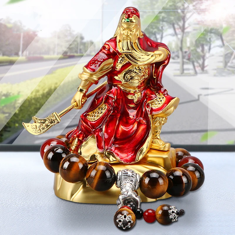 

painted statue of Guan Gong Alloy material Modern art sculpture Home living room lucky decoration Car decoration accessories