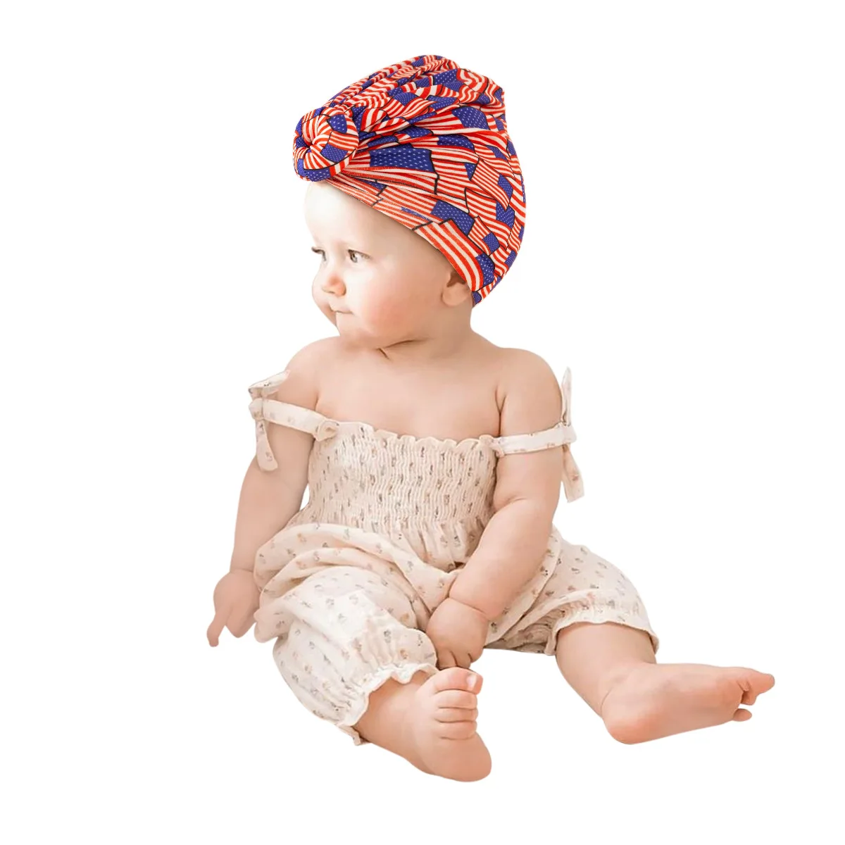 

Новые шапки для малышей с американским флагом на День Независимости, Детская эластичная шапка, шапка для новорожденных, пуловер с принтом п...