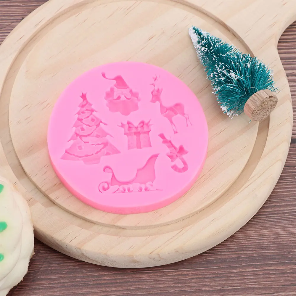 Силиконовая форма для украшения ёлки оленя Санта Клауса помадки|Украшения