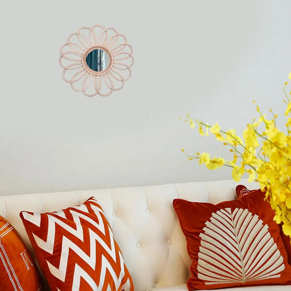 Винтажное круглое декоративный ротанг настенное зеркало в раме богемный стиль