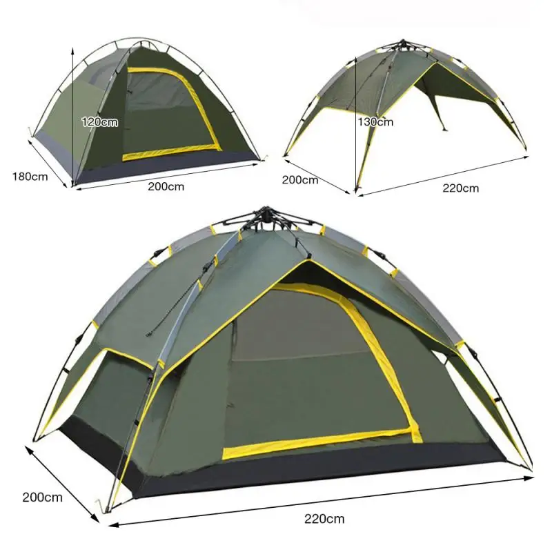 

3-4 Person Windbreak Camping Tent Waterproof Anti UV Ventilation Tourist Tents For Fishing Hiking Beach Travel 4 Season Tent