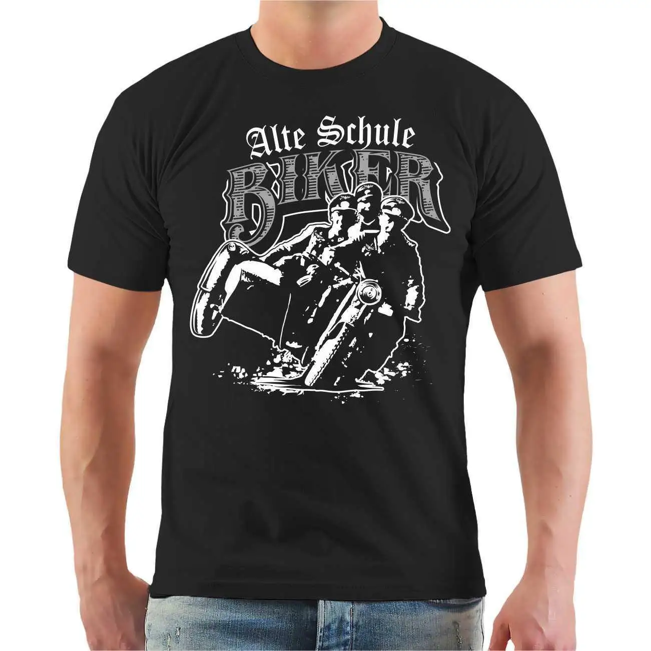 

T-Shirt Alte Schule Biker Motorrad Mc Free German Deutsche Beiwagen Germany Print T Shirt Summer Style Top Tee