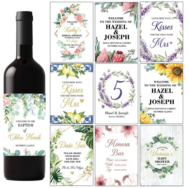 20pcs Custom Wine Bottle Labels DIY Your Wedding Photo Personalized Bridal Shower Birthday Decor Bachelorette Party Supplies