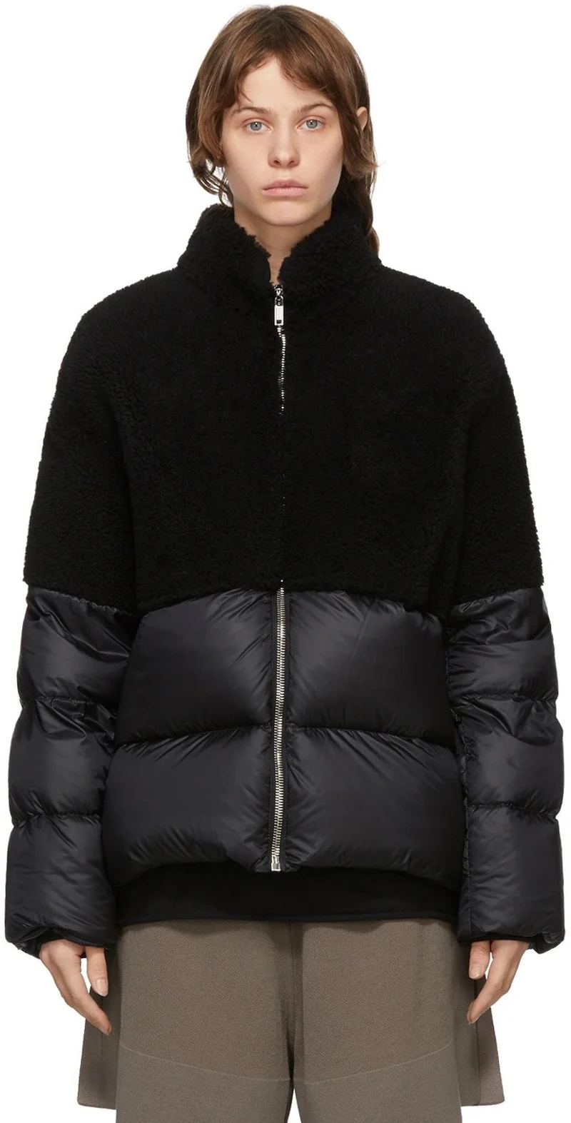 Donsignet 2021 Winter New Fashion Plush Stitching Zipper Down Jacket for Women Lamb Wool Coat Thick Woman Parkas