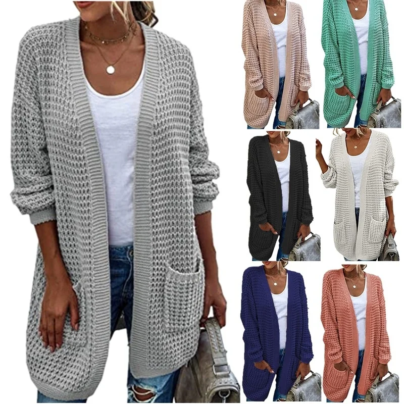 

2021new Sweater Autumn Winter Long Cardigan Knitted Sweater Women's Large Coat Women