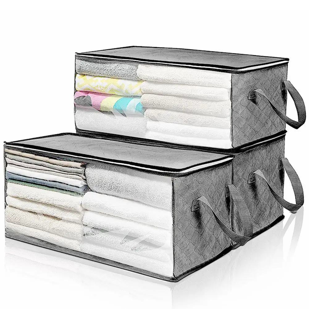 

Quilt Clothes Storage Boxs Home Non-woven Large Capacity Foldable Closet Organizer Box Portable Move House Tidy Packing Bag