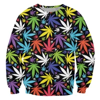 ifpd euus size colorful leaves 3d printed man sweatshirts harajuku weed casual fashion long sleeve shirt funny streetwear