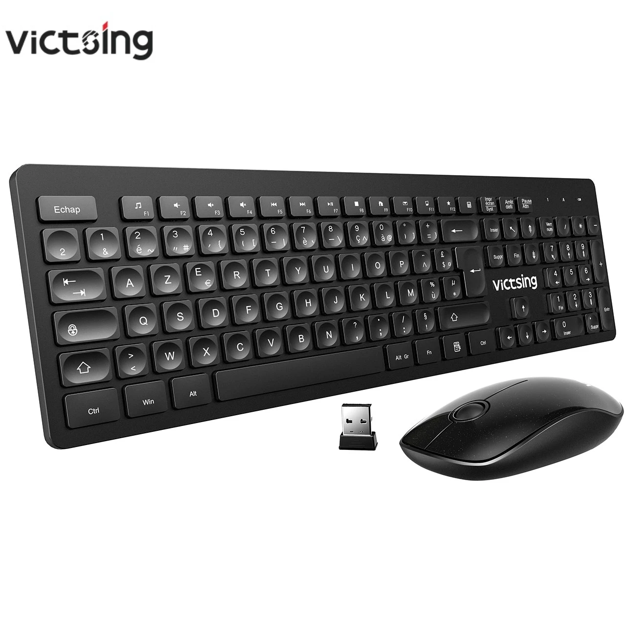 

VicTsing ультра-тонкая USB клавиатура Бесшумная мышь набор водопадающие клавиши 12 быстрых клавиш 2,4 ГГц беспроводное соединение для ПК ноутбука