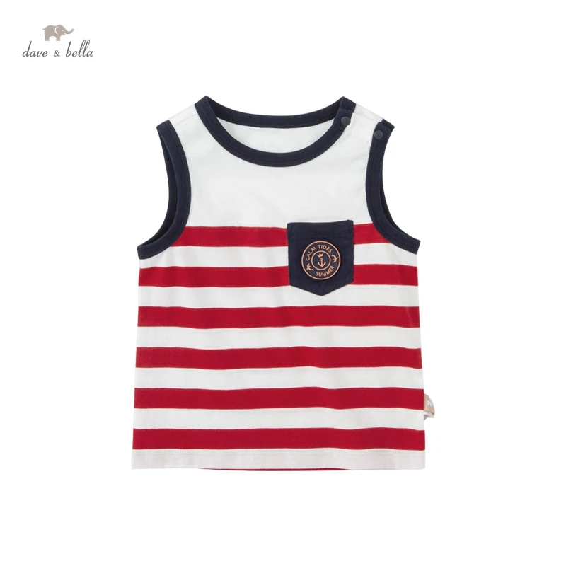 

DBC17669 dave bella summer baby boys causal striped print sleeveless T-shirt children tops kids boy fashion tees