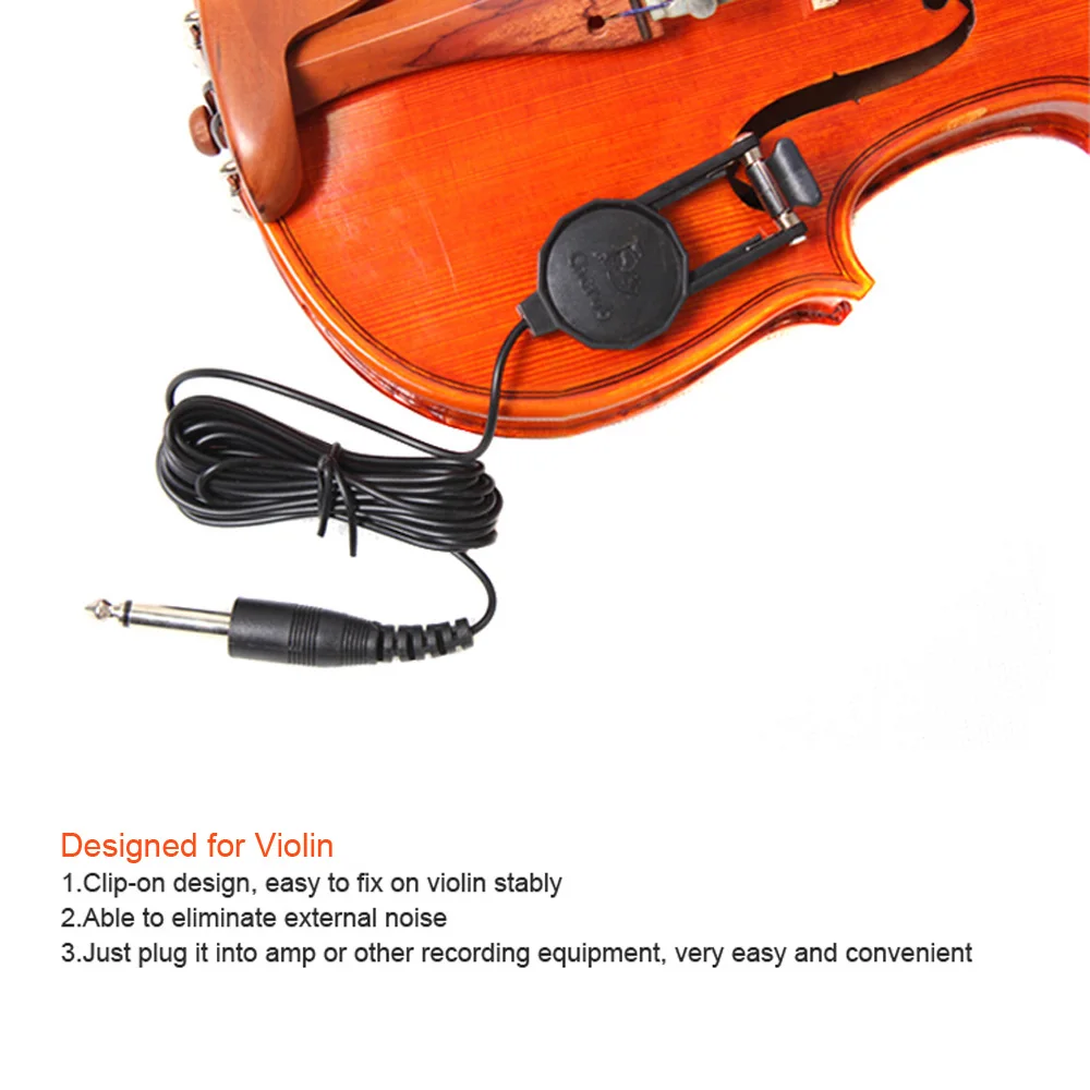 Херувим WCP 60V Clip on Пикап пикап для скрипки с 1/4 &quotДжек 2 5 м кабель компактный
