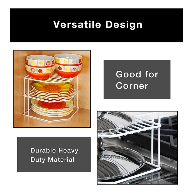 3 tier kitchen corner shelf rack metal frame rust resistant finish cups dishes cabinet pantry organization kitchen 9 x 8 in free global shipping