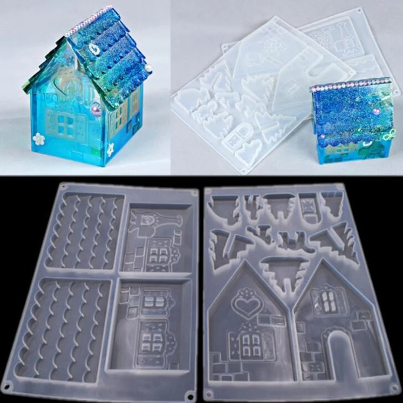 

3D Christmas House Silicone Mold Fondant Cake Decorating Tools Chocolate Plaster Sugarcraft Baking Mould