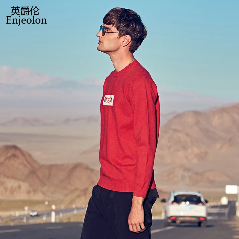 Мужской свитер с вышитыми буквами Enjeolon Повседневный пуловер для осени и зимы MY3434