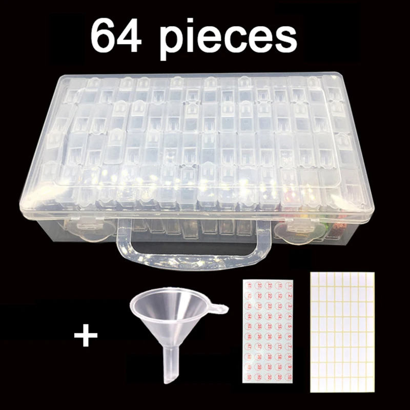 

New Plastic Diamond Painting Accessories 64pcs Bottles Container Storage Box Diamant Painting Holder Daimond painting Box