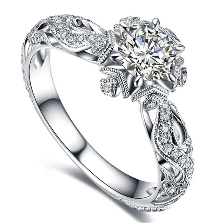 

Hollow Diamond Ring European and American Wedding Hand Jewelry Engagement Ring