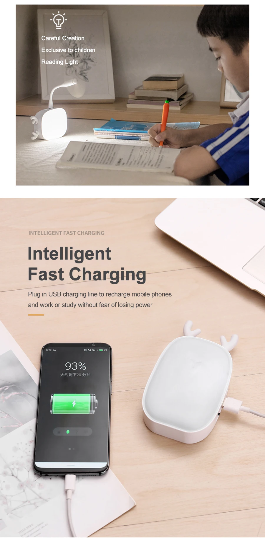 В форме оленя Многофункциональная Ночная Лампа DC 5V USB перезаряжаемая лампа для чтения глаз для дня рождения Рождественский подарок прикроватная настольная лампа