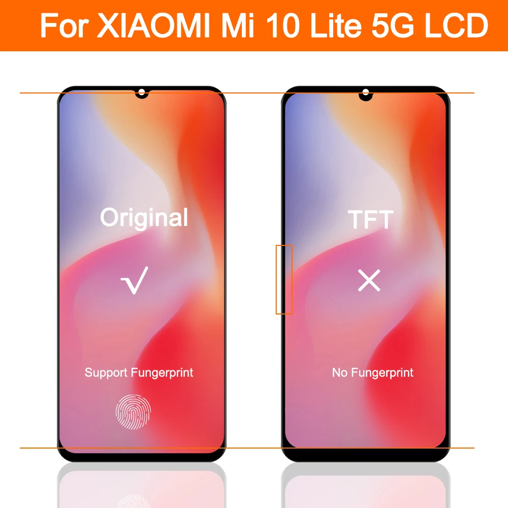 100% протестированный ЖК-дисплей Mi 10 Lite для Xiaomi Mi10 сенсорный экран дигитайзер в