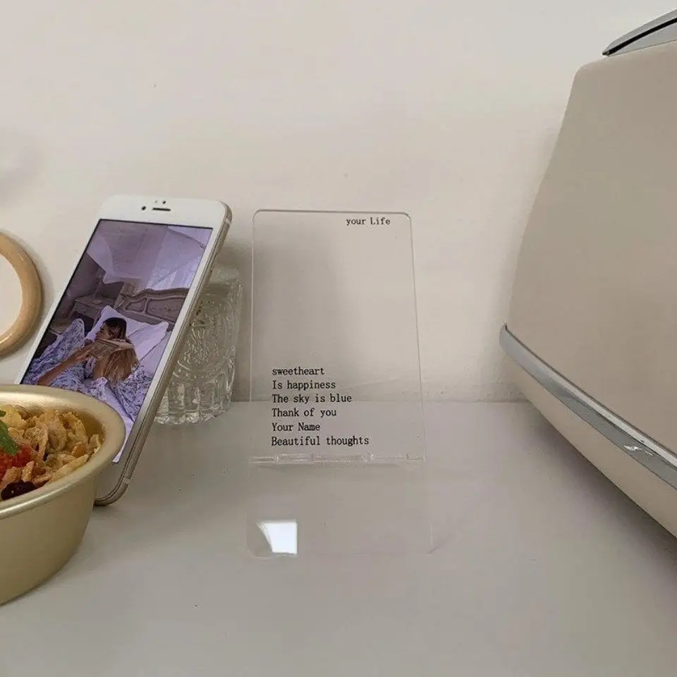acrylic transparent english letters phone holder desktop stand desk bracket for iphone samsung huawei universal free global shipping