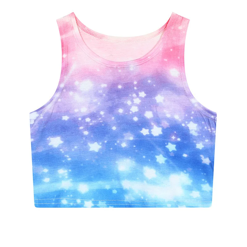 

Womens Sexy Tank Top Shirt Vintage Retro Style Gradient Rainbow Colorful Bandage Crop Top Short Tshirt Sport Casual Streetwear