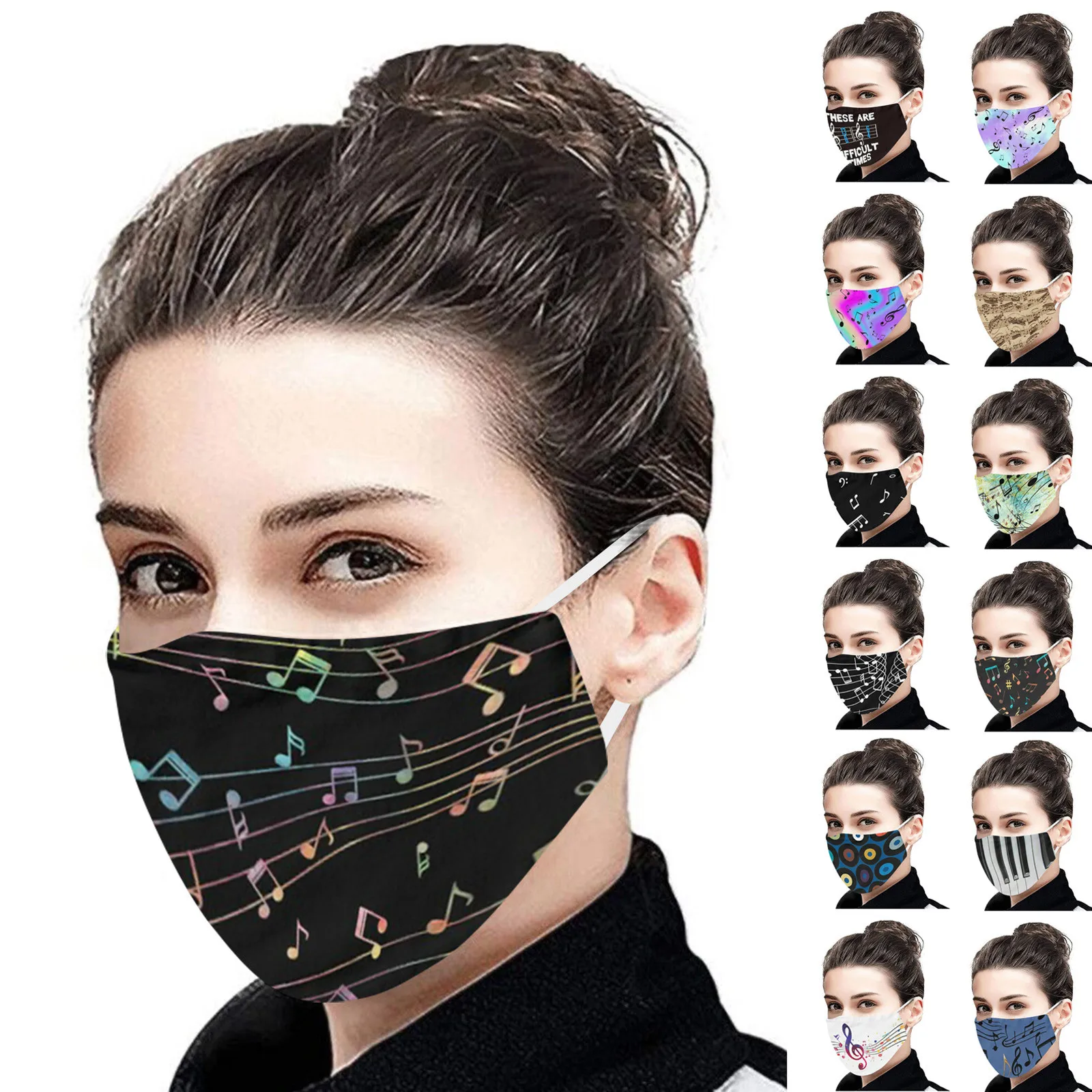 1 шт. взрослая Мода музыкальная нота печатных маска для защиты лица моющийся