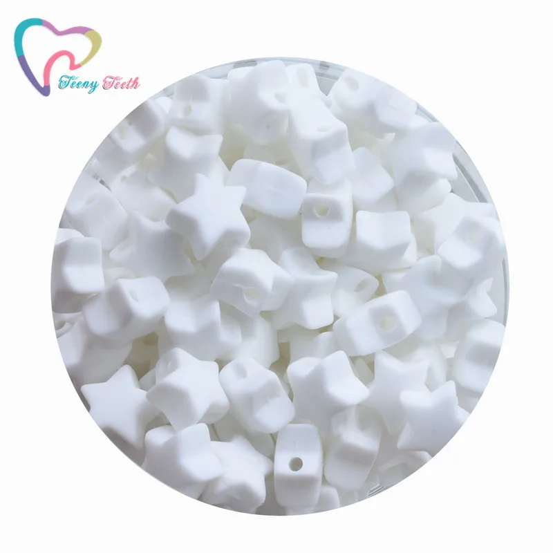 20 шт. белые мини звездочки силиконовые жевательные прорезыватели для зубов