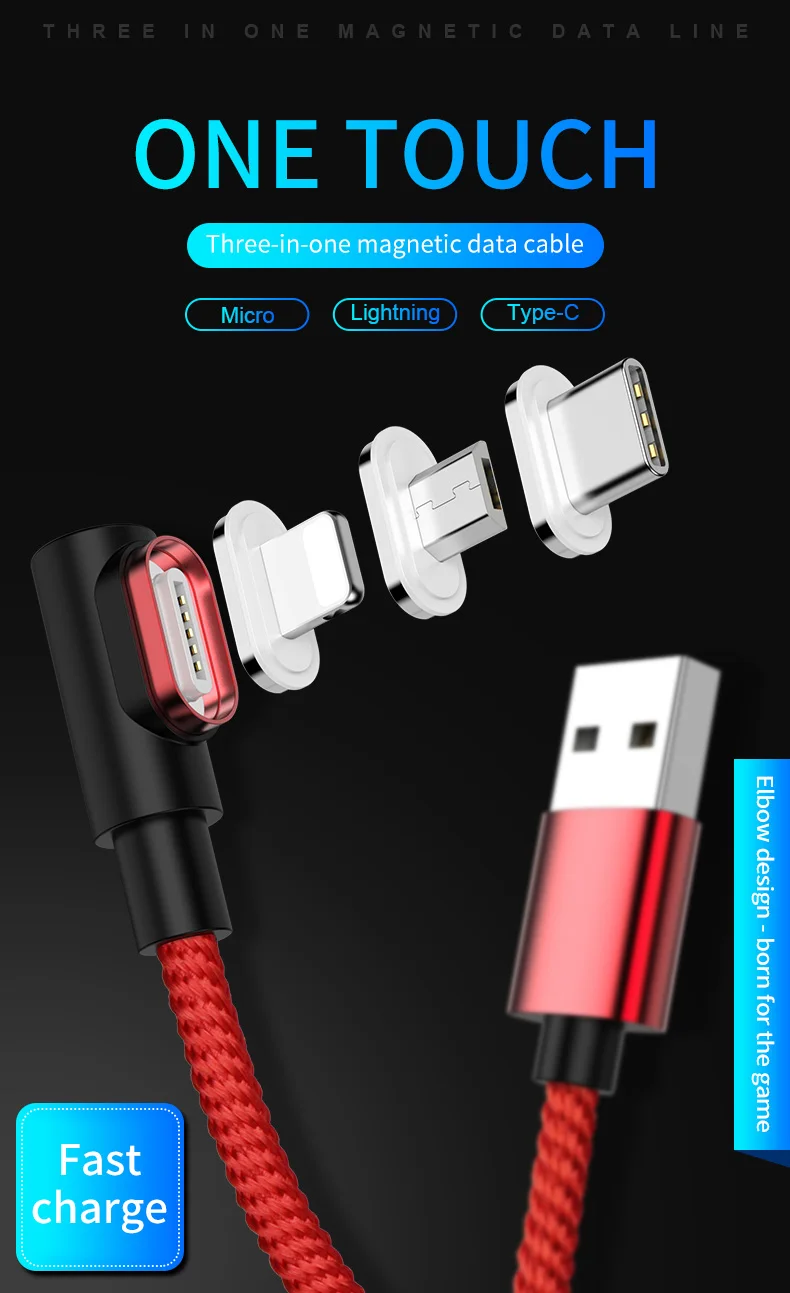 Магнитный кабель 90 градусов usb c Micro usb type C кабель для быстрой зарядки L-Line Micro usb type-C магнитное зарядное устройство для iphone X xiaomi
