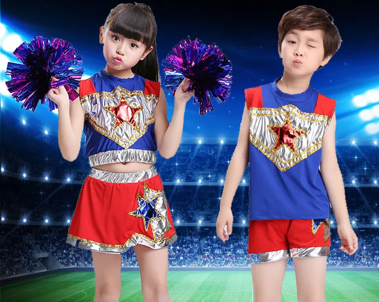 Танцевальный костюм для мальчиков и девочек без рукавов с синими