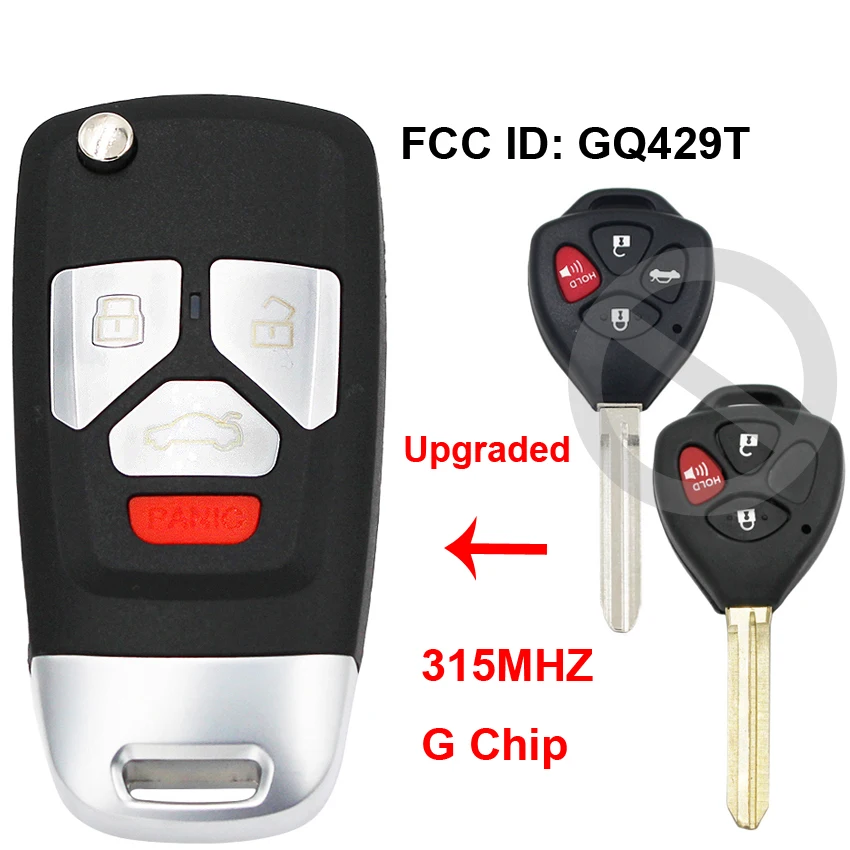 Складной флип Модернизированный дистанционный ключ для автомобиля 315 МГц G чип FCC