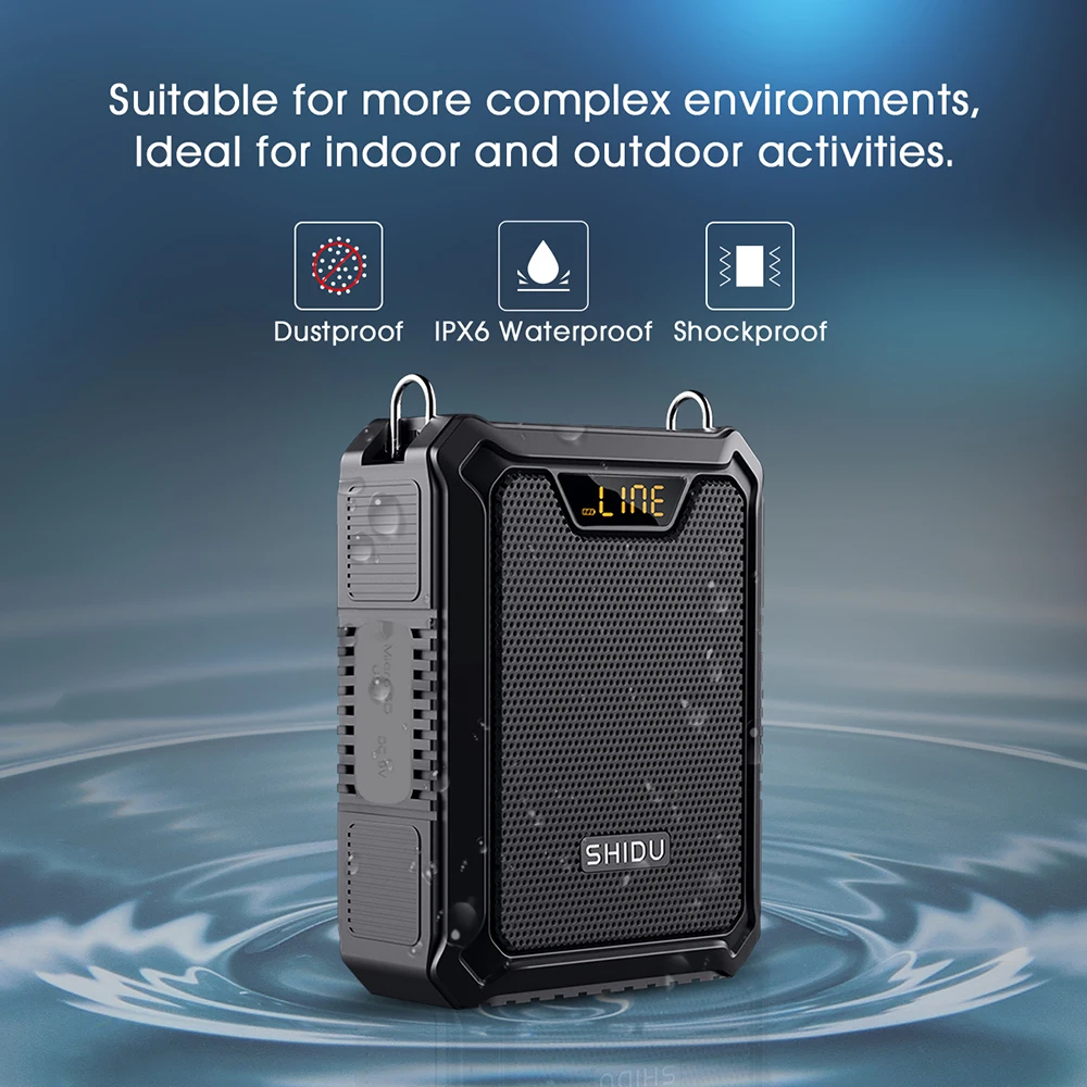 SHIDU 30W Portable Voice Amplifier with Wireless Microphone For Teachers IPX6 Waterproof Bluetooth5.0 Speaker 5000mAh Power Bank