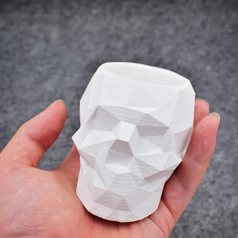 

3D Skull Head Flowerpot Pen Holder Mold Candlestick Gypsum Clay Epoxy Resin Mould Candle Making Baking Tool Food Grade Silicone