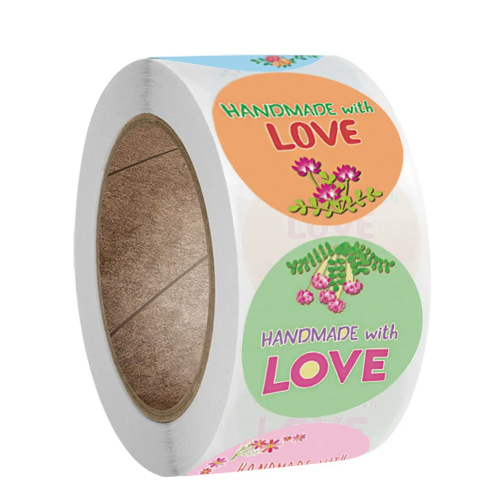 

50-100pcs 1Inch DIY Hand Made With Love Label Wedding Stickers Adhesive Sticker Kraft Round Labels Wholesale price