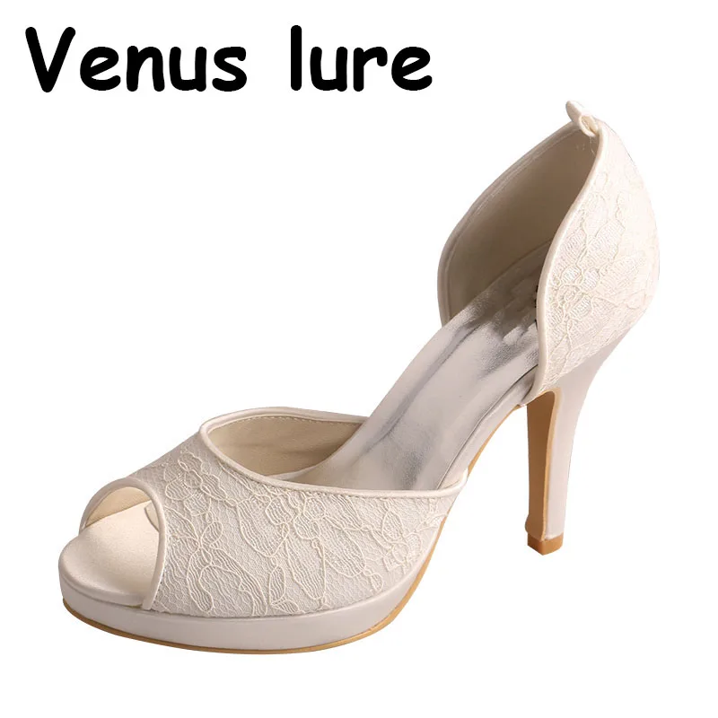 

Wedopus Ivory Women Shoes for Wedding Guest High Heeled Female Dress Shoes Lace