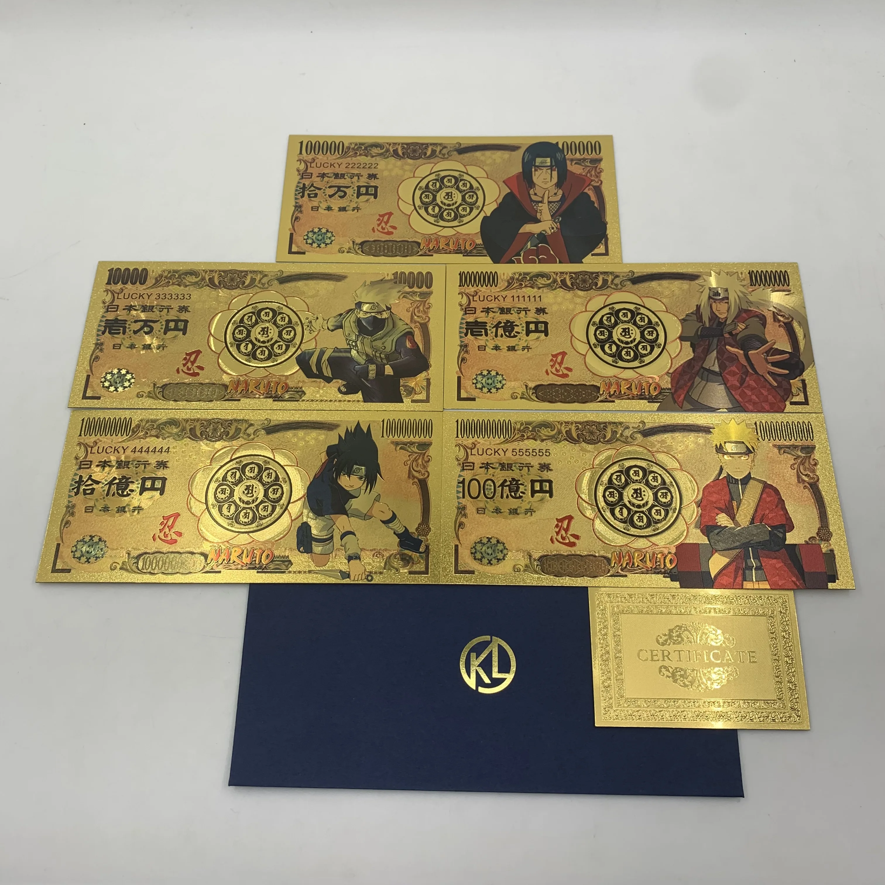 Japanese Anime Namikaze-Sasuke-NARUTOo Yen playing cards Gold plastic Banknote for classic manga childhood memory Collection | Дом и сад
